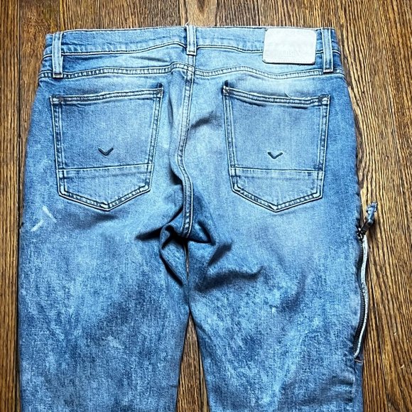 Hudson Zach side up skinny jean Distressed mens size 33x32 - Picture 9 of 14